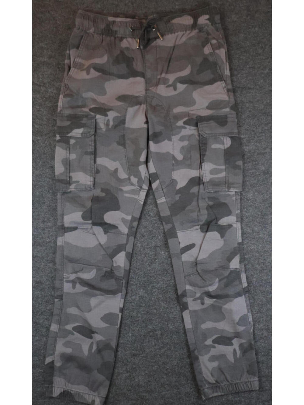 CSG Cargo Joggers Mens Small Gray Camo Tactical Pants Drawstring Stretch NWT